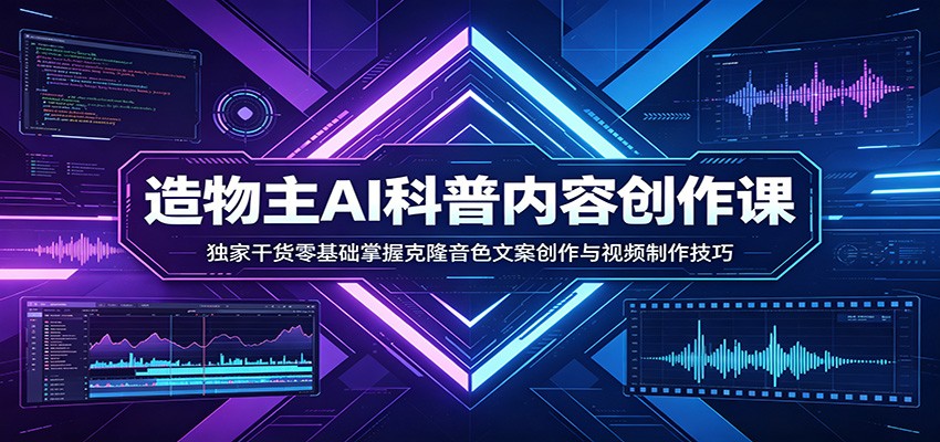 AI科普内容创作课：独家干货零基础掌握克隆音色文案创作与视频制作技巧-无畏轻创