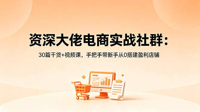 资深大佬电商实战社群：30篇干货+视频课，手把手带新手从0搭建盈利店铺-无畏轻创