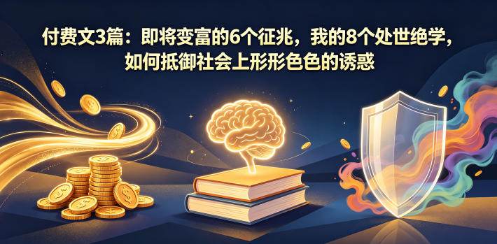 付费文3篇：即将变富的6个征兆，我的8个处世绝学，如何抵御社会上形形色色的诱惑-无畏轻创