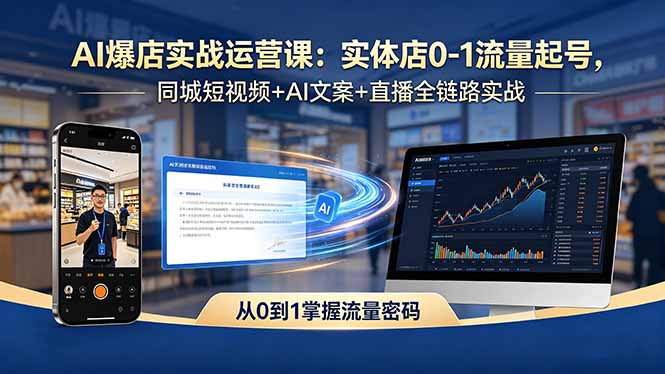 AI爆店实战运营课：实体店0-1流量起号，同城短视频+AI文案+直播全链路实战-无畏轻创