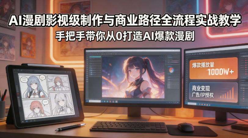 AI漫剧影视级制作与商业路径全流程实战教学，手带你从0打造AI爆款漫剧-无畏轻创