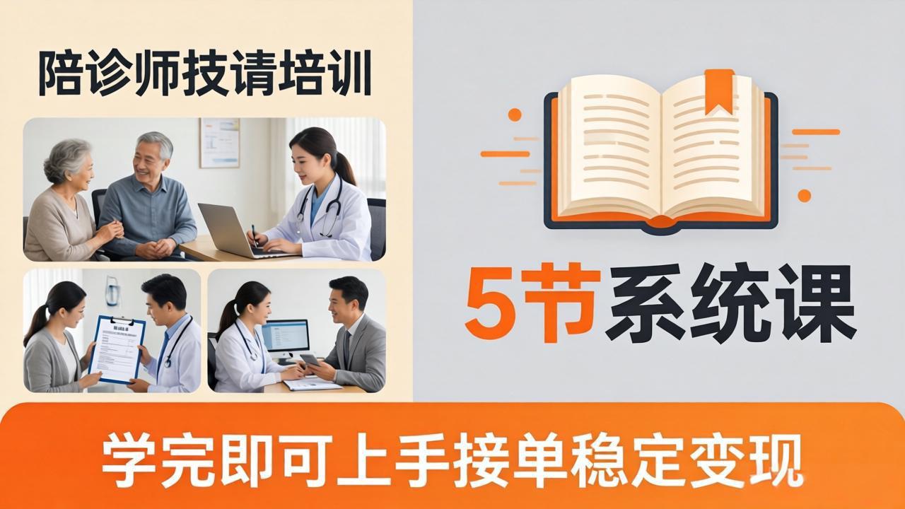 想做陪诊师不知从何下手？5节系统课教你掌握核心技能，学完即可上手接单稳定变现-无畏轻创
