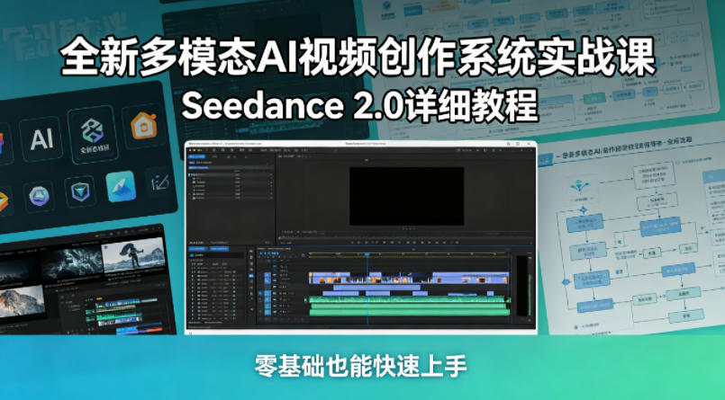 全新多模态AI视频创作系统实战课，Seedance 2.0详细教程，零基础也能快速上手-无畏轻创