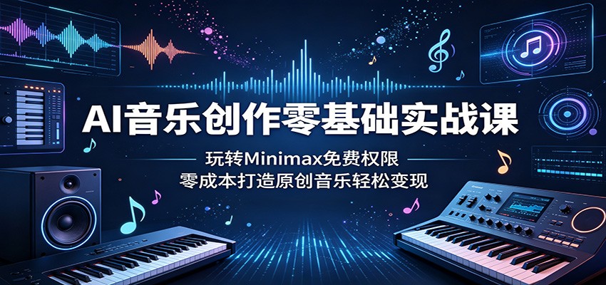 AI音乐创作零基础实战课：玩转Minimax免费权限，零成本打造原创音乐轻松变现-无畏轻创