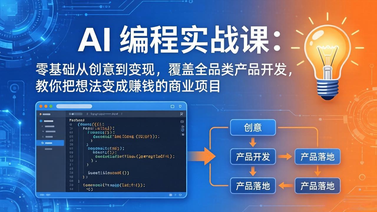 AI编程实战课-第三期-5月3更新：零基础从创意到变现，覆盖全品类产品开发，把想法变成赚钱项目-无畏轻创