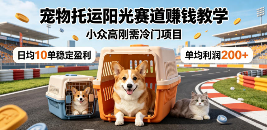 宠物托运阳光赛道賺钱教学，小众高刚需冷门项目，日均10单稳定盈利，单均利润200+-无畏轻创