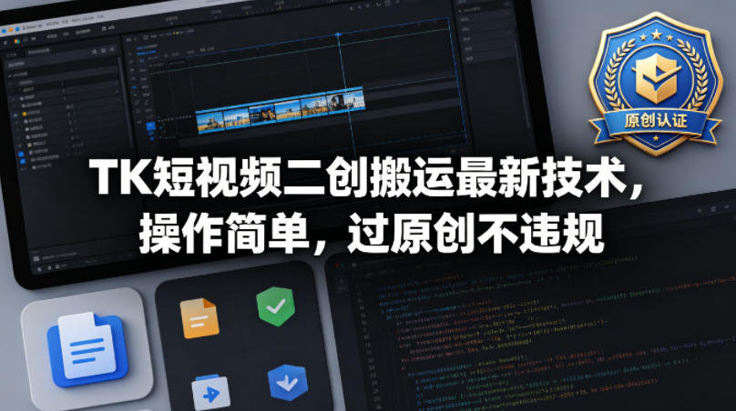 TK短视频二创搬运最新技术，操作简单，过原创不违规-无畏轻创