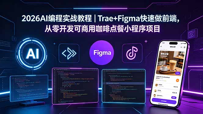 2026AI编程实战教程｜Trae+Figma快速做前端，从零开发可商用咖啡点餐小程序项目-无畏轻创