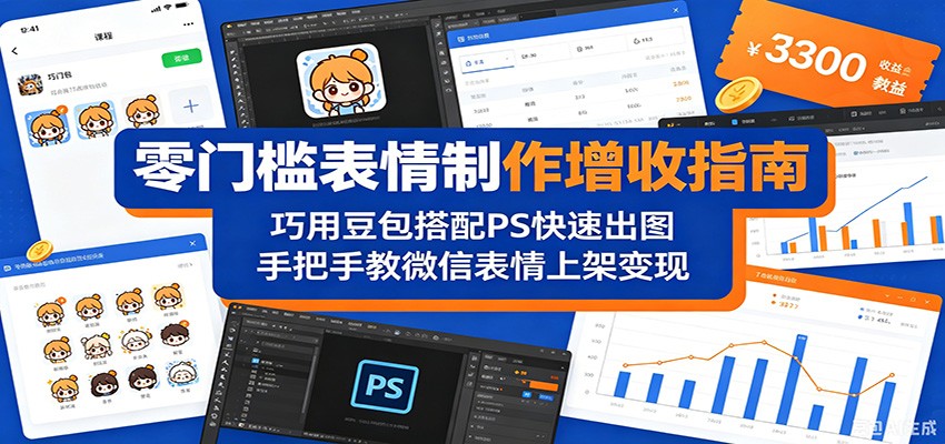 零门槛表情制作增收指南：巧用豆包搭配 PS 快速出图，手把手教微信表情上架变现-无畏轻创