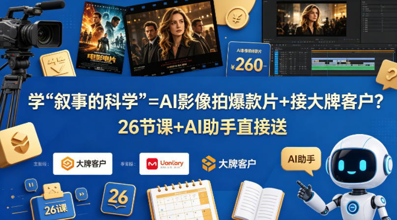 学《叙事的科学》=AI影像拍爆款片+接大牌客户？26节课+AI助手直接送【原创双语字幕】-无畏轻创