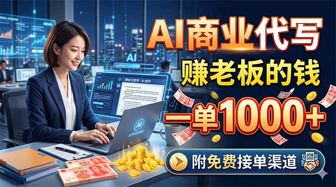 AI商业代写，赚老板的钱，一单1000+，附免费接单渠道-无畏轻创