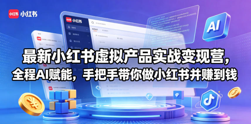 最新小红书虚拟产品实战变现营，全程AI赋能，手把手带你做小红书并赚到钱-无畏轻创