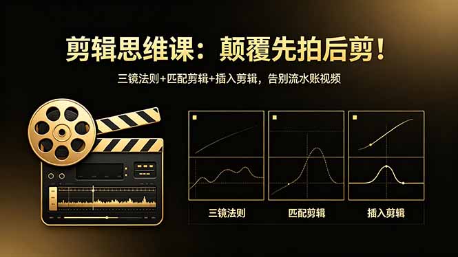 剪辑思维课：颠覆先拍后剪！三镜法则+匹配剪辑+插入剪辑，告别流水账视频-无畏轻创