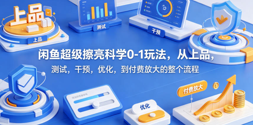 闲鱼超级擦亮科学0-1玩法，从上品，测试，干预，优化，到付费放大的整个流程-无畏轻创