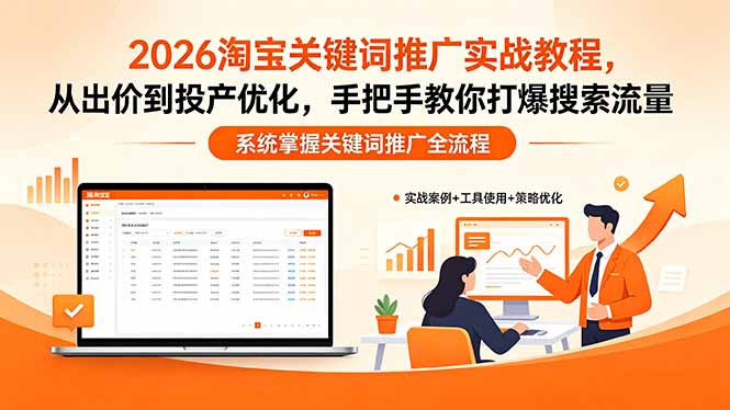 2026淘宝关键词推广实战教程，，从出价到投产优化，手把手教你打爆搜索流量-无畏轻创