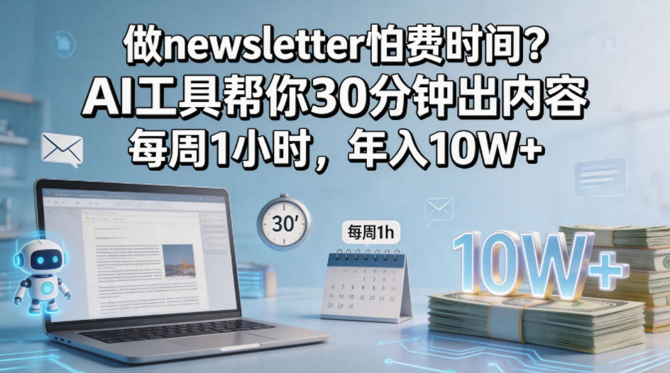 做newsletter怕费时间？AI工具帮你30分钟出内容，每周1小时，年入10W+！【原创双语字幕】-无畏轻创