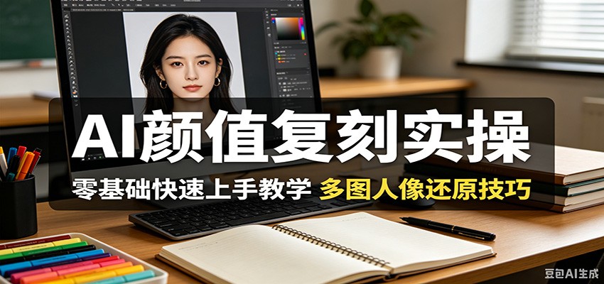 AI颜值复刻实操，零基础快速上手教学，多图人像还原技巧-无畏轻创