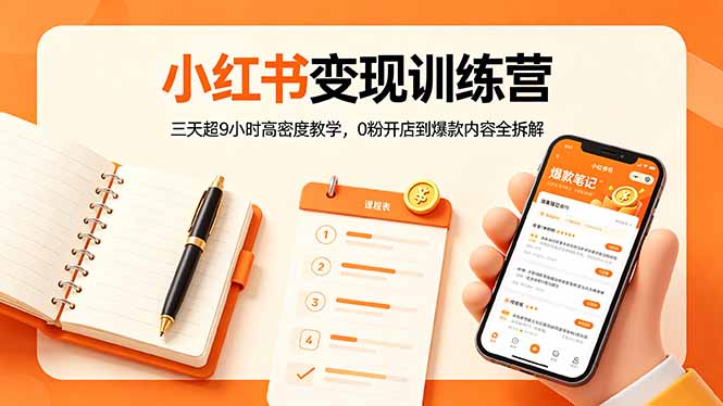 小红书变现训练营：三天超9小时高密度教学，0粉开店到爆款内容全拆解-无畏轻创