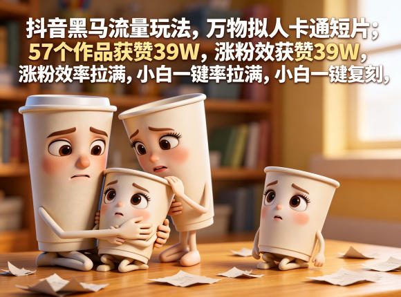 抖音黑马流量玩法，万物拟人卡通短片，57个作品获赞39W，涨粉效率拉满，小白一键复刻，保姆级拆解-无畏轻创