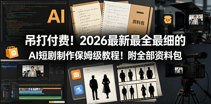 吊打付费！2026最新最全最细的AI短剧制作保姆级教程！附全部资料包-无畏轻创