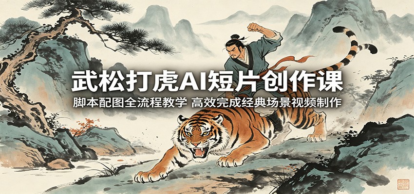 武松打虎AI短片创作课：脚本配图全流程教学，高效完成经典场景视频制作-无畏轻创
