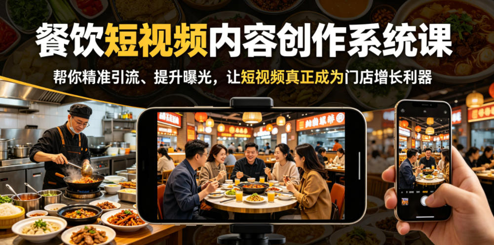 餐饮短视频内容创作系统课，帮你精准引流、提升曝光，让短视频真正成为门店增长利器-无畏轻创