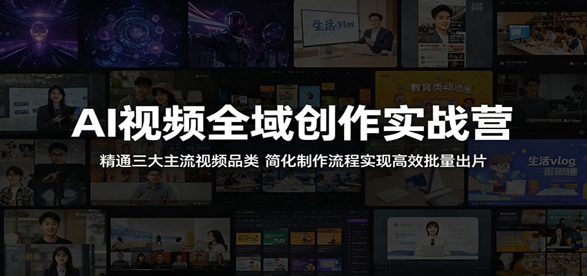 AI视频全域创作实战营：精通三大主流视频品类，简化制作流程实现高效批量出片-无畏轻创