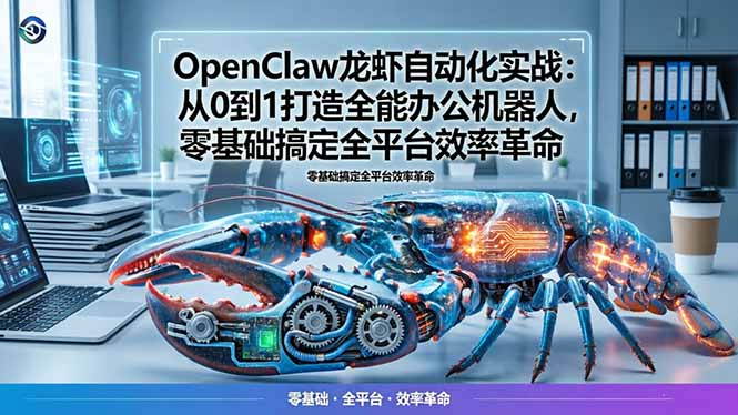 OpenClaw龙虾自动化实战：从0到1打造全能办公机器人，零基础搞定全平台效率革命-无畏轻创