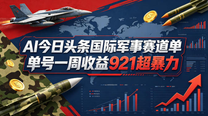 AI今日头条国际军事赛道，单号一周收益921，超暴力-无畏轻创