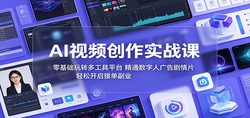 AI视频创作实战课：零基础玩转多工具平台，精通数字人广告、剧情片，轻松开启接单副业-无畏轻创