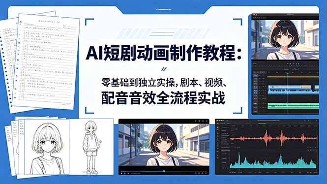 AI短剧动画制作教程：零基础到独立实操，剧本、视频、配音音效全流程实战-无畏轻创