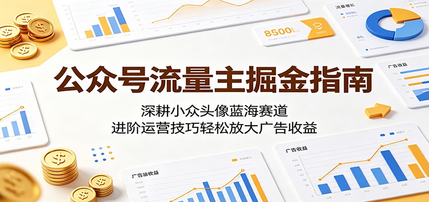 公众号流量主掘金指南：深耕小众头像蓝海赛道，进阶运营技巧轻松放大广告收益-无畏轻创