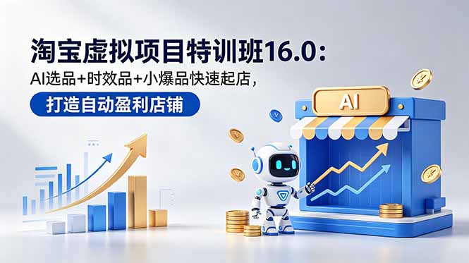 淘宝虚拟项目特训班16.0：AI选品+时效品+小爆品快速起店，打造自动盈利店铺-无畏轻创