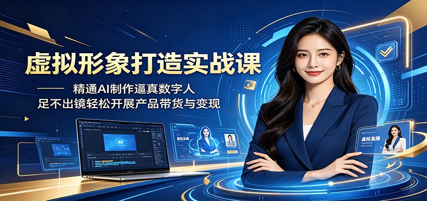 虚拟形象打造实战课：精通AI制作逼真数字人，足不出镜轻松开展产品带货与变现-无畏轻创
