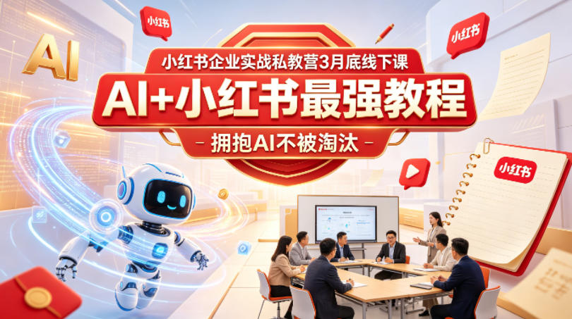 小红书企业实战私教营3月底线下课，AI+小红书最强教程，拥抱AI不被淘汰-无畏轻创