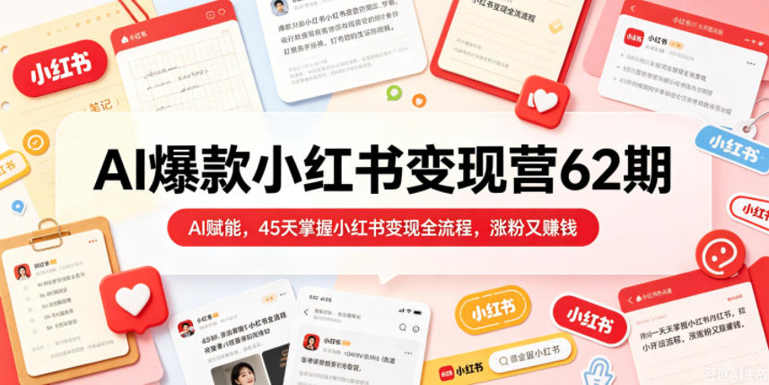 AI爆款小红书变现营62期2026年5月，AI赋能，45天掌握小红书变现全流程，涨粉又賺钱-无畏轻创