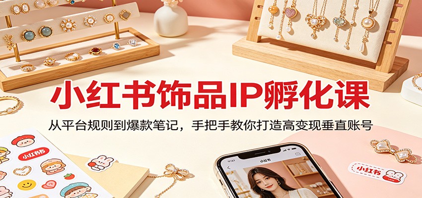 小红书饰品IP孵化课：从平台规则到爆款笔记，手把手教你打造高变现垂直账号-无畏轻创