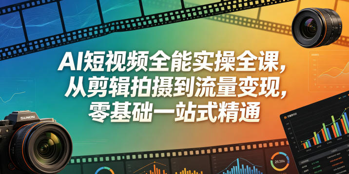 AI短视频全能实操全课，从剪辑拍摄到流量变现，零基础一站式精通-无畏轻创