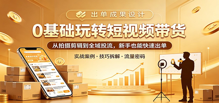 0基础玩转短视频带货：从拍摄剪辑到全域投流，新手也能快速出单-无畏轻创