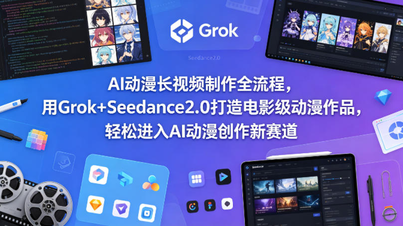 AI动漫长视频制作全流程，用Grok+Seedance2.0打造电影级动漫作品，轻松进入AI动漫创作新赛道-无畏轻创