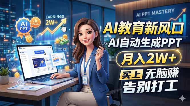 AI教育新风口，AI自动生成PPT，月入2W+，无脑赚，告别打工-无畏轻创