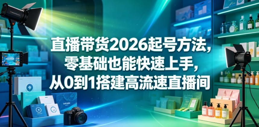 直播带货2026起号方法，零基础也能快速上手，从0到1搭建高流速直播间-无畏轻创