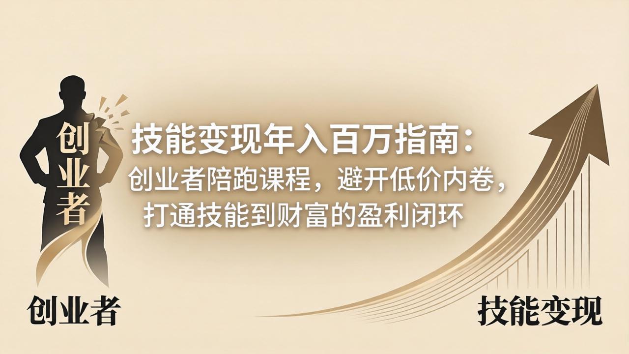 技能变现年入百万指南：创业者陪跑课程，避开低价内卷，打通技能到财富的盈利闭环-无畏轻创