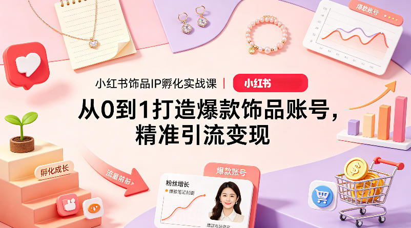 小红书饰品IP孵化实战课｜从0到1打造爆款饰品账号，精准引流变现-无畏轻创