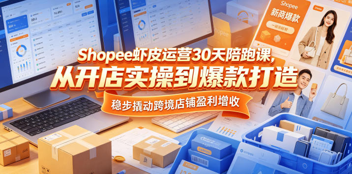 Shopee虾皮运营30天陪跑课，从开店实操到爆款打造，稳步撬动跨境店铺盈利增收-无畏轻创
