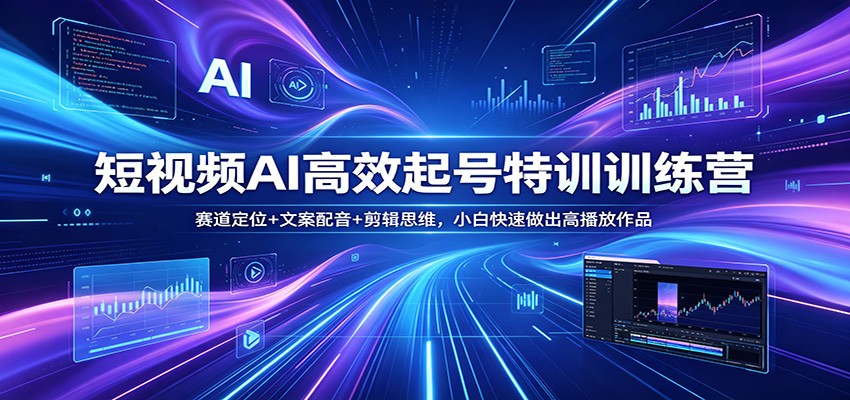 短视频AI高效起号特训训练营：赛道定位+文案配音+剪辑思维，小白快速做出高播放作品-无畏轻创