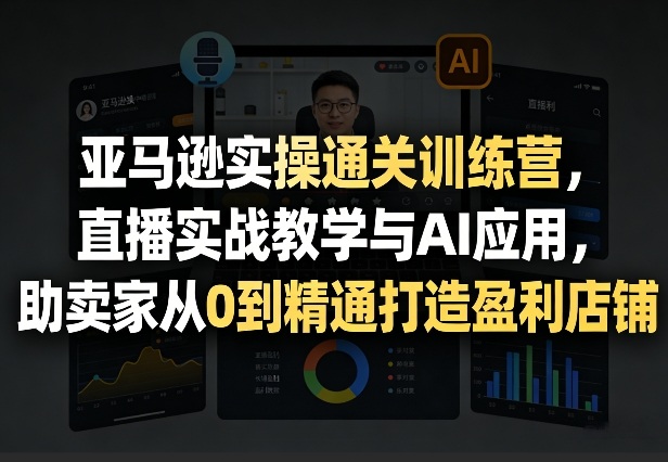 亚马逊实操通关训练营，直播实战教学与AI应用，助卖家从0到精通打造盈利店铺(更新4月29日)-无畏轻创