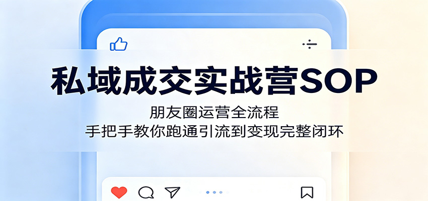 私域成交实战营SOP：朋友圈运营全流程，手把手教你跑通引流到变现完整闭环-无畏轻创