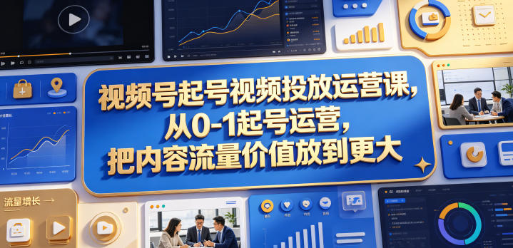 视频号起号视频投放运营课，从0-1起号运营，把内容流量价值放到更大-无畏轻创