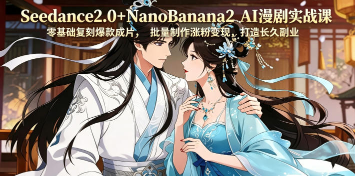 Seedance2.0+NanoBanana2 AI漫剧实战课，零基础复刻爆款成片涨粉变现，打造长久副业收益-无畏轻创